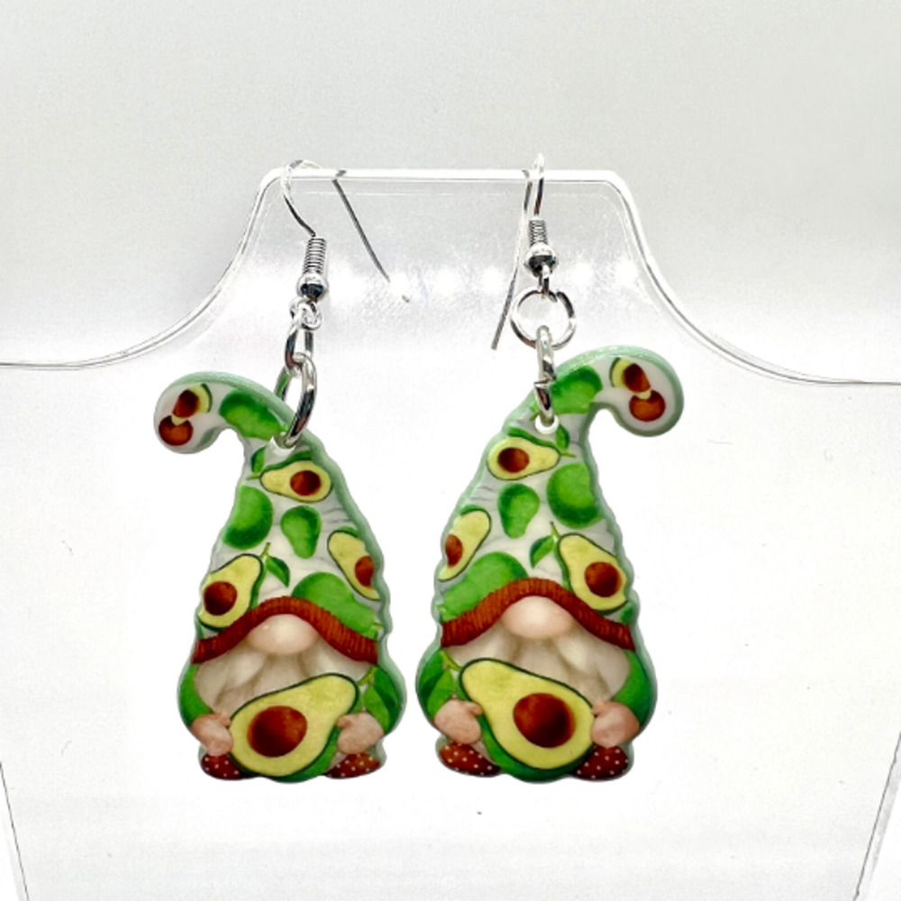 Avocado Gnome Earrings - Food Earrings - Guacamole Earrings - Summer Earrings
